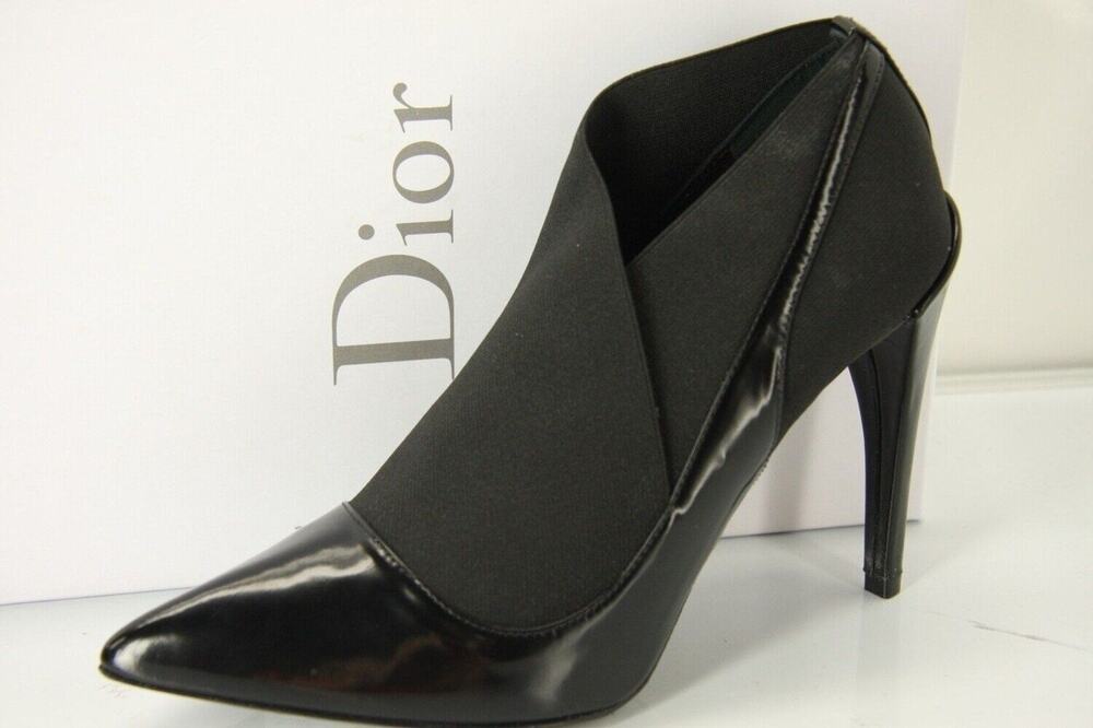 Christian Dior Black Leather Pointed Toe Stretch Strap Pumps Size 35.5 NIB $950